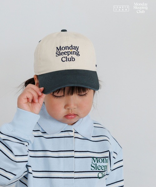 LOWRYS FARM（ローリーズファーム）の「【KIDS】Monday Sleeping Club ロゴシシュウＣＡＰ 661486（キャップ・キッズ・ネイビー/グリーン/オフホワイト・FREE）」の9枚目の写真