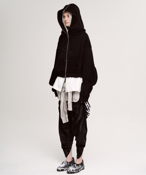 ASPARAGUS(アスパラガス)の「シャツレイヤードフードジップアップジャケット(パーカー・メンズ・ブラック・X-SMALL/SMALL/MEDIUM/LARGE/X-LARGE)」の3枚目の写真