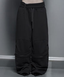Zipper 2-Way Double Knee Bermuda Wide Pants (Charcoal)