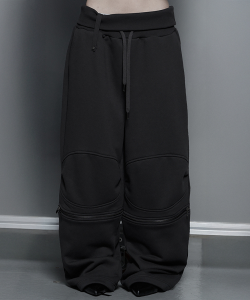 ETRE AU SOMMET(エトレオソメ)の「Zipper 2-Way Double Knee Bermuda Wide Pants (Charcoal)(スウェットパンツ・レディース・チャコールグレー・FREE)」の1枚目の写真