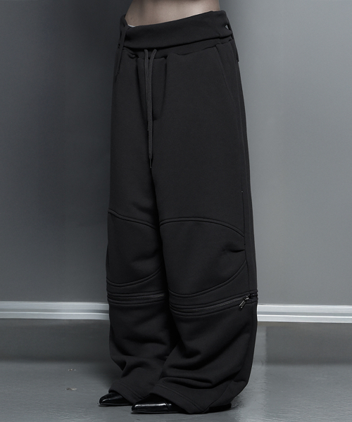 ETRE AU SOMMET(エトレオソメ)の「Zipper 2-Way Double Knee Bermuda Wide Pants (Charcoal)(スウェットパンツ・レディース・チャコールグレー・FREE)」の3枚目の写真