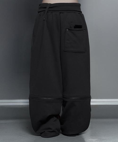ETRE AU SOMMET(エトレオソメ)の「Zipper 2-Way Double Knee Bermuda Wide Pants (Charcoal)(スウェットパンツ・レディース・チャコールグレー・FREE)」の5枚目の写真