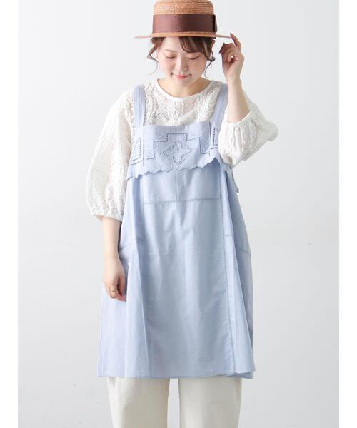 Samansa Mos2（サマンサ モスモス）の「カットワーク刺繍キャミチュニック（チュニック・レディース・オフホワイト/サックスブルー・F）」の3枚目の写真