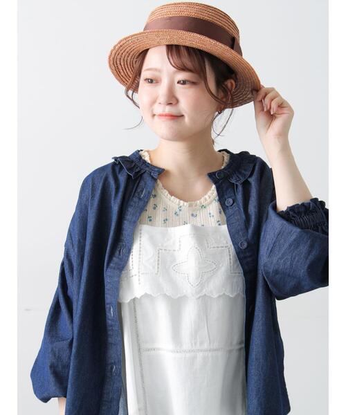 Samansa Mos2（サマンサ モスモス）の「カットワーク刺繍キャミチュニック（チュニック・レディース・オフホワイト/サックスブルー・F）」の11枚目の写真