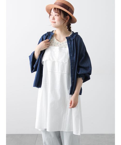 Samansa Mos2（サマンサ モスモス）の「カットワーク刺繍キャミチュニック（チュニック・レディース・オフホワイト/サックスブルー・F）」の12枚目の写真