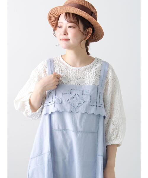 Samansa Mos2（サマンサ モスモス）の「カットワーク刺繍キャミチュニック（チュニック・レディース・オフホワイト/サックスブルー・F）」の17枚目の写真