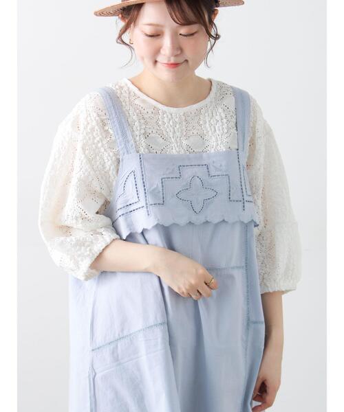 Samansa Mos2（サマンサ モスモス）の「カットワーク刺繍キャミチュニック（チュニック・レディース・オフホワイト/サックスブルー・F）」の18枚目の写真
