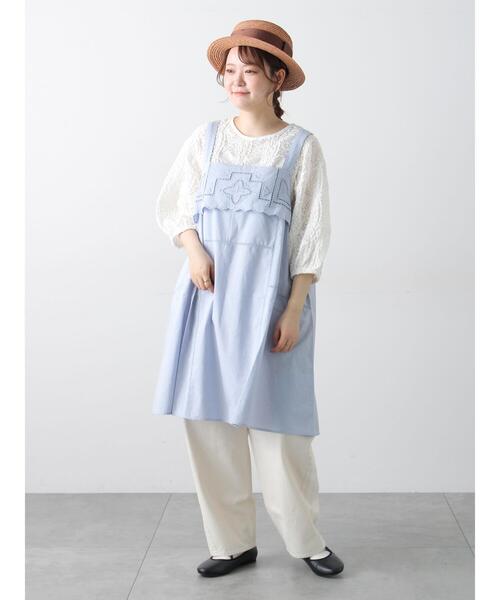 Samansa Mos2（サマンサ モスモス）の「カットワーク刺繍キャミチュニック（チュニック・レディース・オフホワイト/サックスブルー・F）」の20枚目の写真