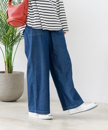 【C-FORT POINT/フォートポイント】【夏でも快適に履ける薄手4.5オンスデニム素材】ベイカーワイドパンツ デニムパンツ ゆったり 太め ウエストゴム 体型カバー