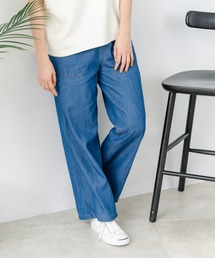 【C-FORT POINT/フォートポイント】【夏でも快適に履ける薄手4.5オンスデニム素材】ベイカーワイドパンツ デニムパンツ ゆったり 太め ウエストゴム 体型カバー