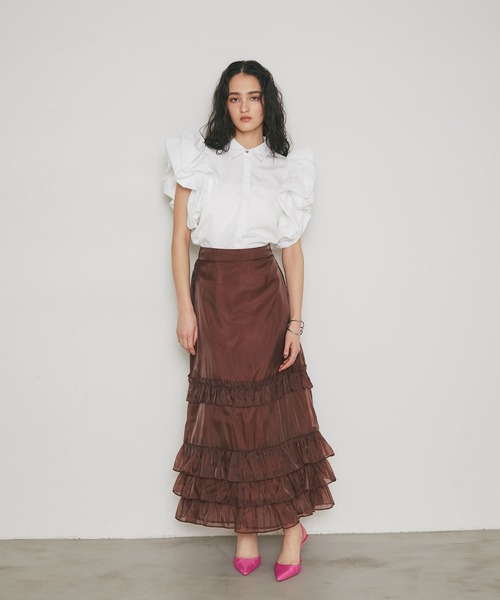 ARVELLIA（アルベリア）の「AIRY RUFFLE BLOUSE（シャツ/ブラウス・レディース・ブラック/ホワイト・M）」の21枚目の写真