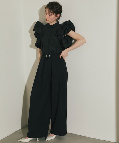 ARVELLIA（アルベリア）の「AIRY RUFFLE BLOUSE（シャツ/ブラウス・レディース・ブラック/ホワイト・M）」の5枚目の写真