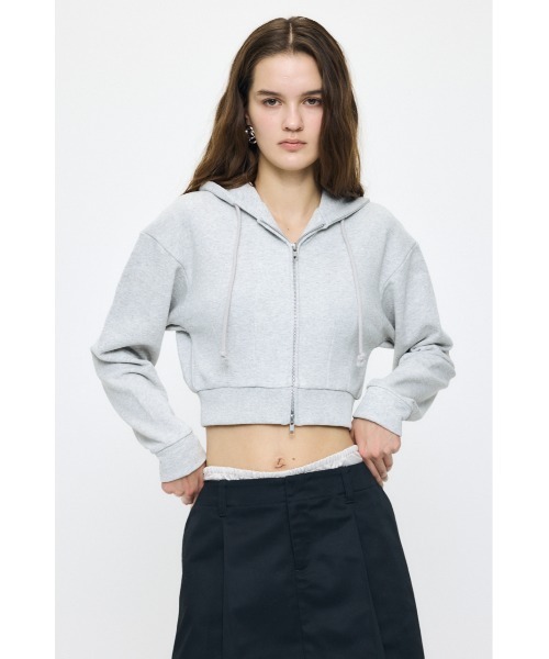 MOUSSY(マウジー)の「【セットアップ対応】CORSET ZIP フ―ディー(スウェット・レディース・杢グレー/グリーン系その他2・FREE)」の19枚目の写真