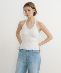 Airy Halter Knit Top (ivory)