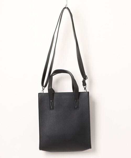 an meets zakka(アンミツザッカ)の「an meets zakka 合成皮革2WAYショルダー縦長スクエアボックスハンドバッグ(ショルダーバッグ・レディース・ブラック・ONESIZE)」の2枚目の写真