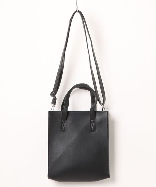 an meets zakka(アンミツザッカ)の「an meets zakka 合成皮革2WAYショルダー縦長スクエアボックスハンドバッグ(ショルダーバッグ・レディース・ブラック・ONESIZE)」の7枚目の写真