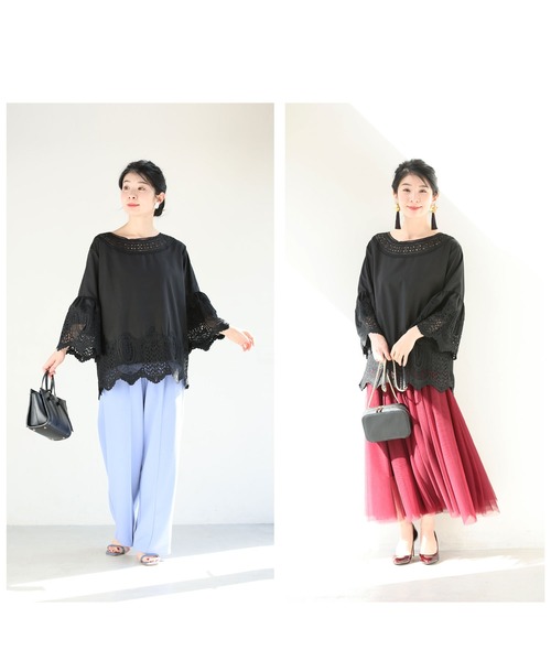 cawaii（カワイイ）の「（黒）フレアレースが美しいプルオーバートップス（Tシャツ/カットソー・レディース・ブラック・FREE）」の2枚目の写真