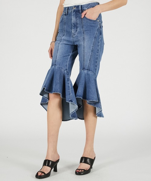 PRANK PROJECT(プランクプロジェクト)の「【2026Summer Pre-Order】スーパーフレアデニムハーフパンツ / Super Flare Denim Half Pants(デニムパンツ・レディース・ブルー/ブラック・36/38)」の10枚目の写真