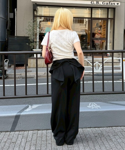 Another Branch olive des olive（アナザーブランチオリーブデオリーブ）の「後ろ姿までかわいい！リボン付きバレルカットパンツ（スウェットパンツ・レディース・ブラック/トップグレー/ピンク・FREE）」の7枚目の写真
