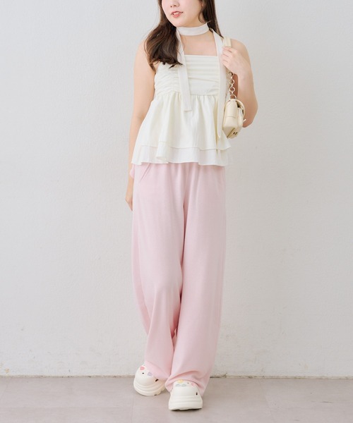 Another Branch olive des olive（アナザーブランチオリーブデオリーブ）の「後ろ姿までかわいい！リボン付きバレルカットパンツ（スウェットパンツ・レディース・ブラック/トップグレー/ピンク・FREE）」の21枚目の写真
