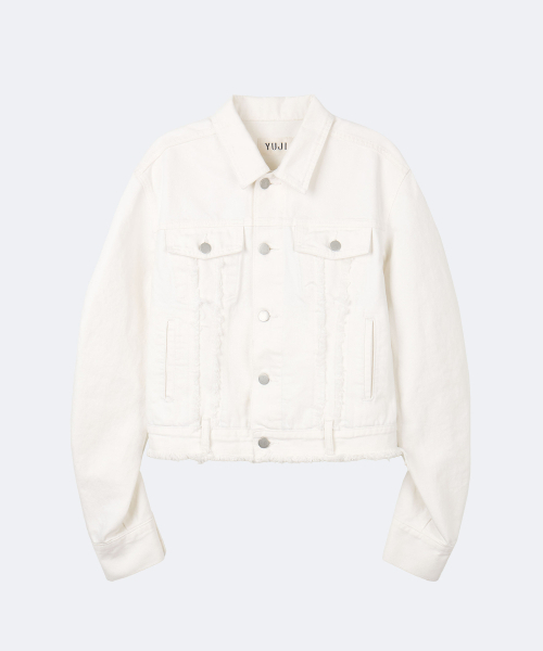 SHIRRED TRUCKER JACKET WHITE【公式通販】
