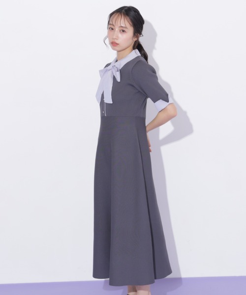 JILL by JILL STUART(ジルバイジルスチュアート)の「シャツ襟ドッキングニットワンピース半袖(ワンピース・レディース・グレー系その他/ブラック系その他/ネイビー・FREE)」の13枚目の写真