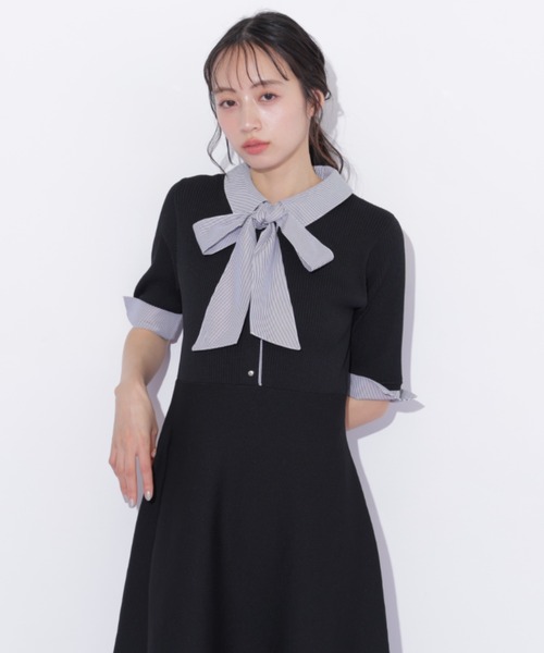 JILL by JILL STUART(ジルバイジルスチュアート)の「シャツ襟ドッキングニットワンピース半袖(ワンピース・レディース・グレー系その他/ブラック系その他/ネイビー・FREE)」の20枚目の写真