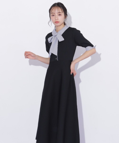 JILL by JILL STUART(ジルバイジルスチュアート)の「シャツ襟ドッキングニットワンピース半袖(ワンピース・レディース・グレー系その他/ブラック系その他/ネイビー・FREE)」の19枚目の写真
