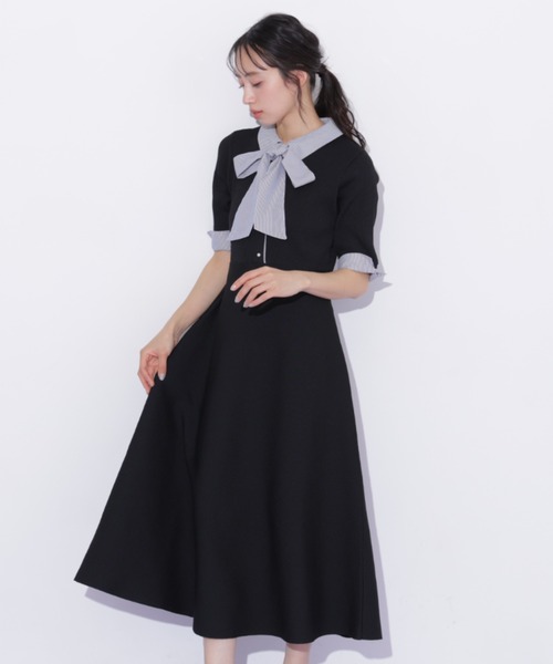 JILL by JILL STUART(ジルバイジルスチュアート)の「シャツ襟ドッキングニットワンピース半袖(ワンピース・レディース・グレー系その他/ブラック系その他/ネイビー・FREE)」の17枚目の写真