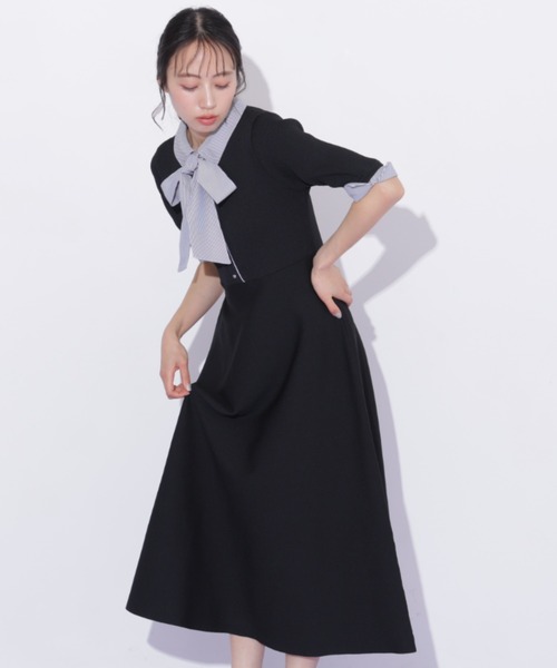 JILL by JILL STUART(ジルバイジルスチュアート)の「シャツ襟ドッキングニットワンピース半袖(ワンピース・レディース・グレー系その他/ブラック系その他/ネイビー・FREE)」の13枚目の写真