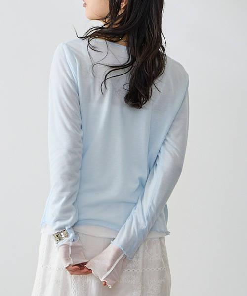 Anclear oui(アンクリアウィ)の「リバーシブルシアーカット(Tシャツ/カットソー・レディース・ミント/LT.Gray/サックスブルー系/PINK・F)」の3枚目の写真