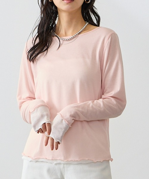 Anclear oui(アンクリアウィ)の「リバーシブルシアーカット(Tシャツ/カットソー・レディース・ミント/LT.Gray/サックスブルー系/PINK・F)」の4枚目の写真