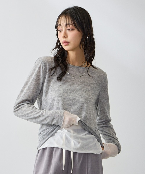 Anclear oui(アンクリアウィ)の「リバーシブルシアーカット(Tシャツ/カットソー・レディース・ミント/LT.Gray/サックスブルー系/PINK・F)」の5枚目の写真