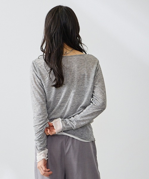 Anclear oui(アンクリアウィ)の「リバーシブルシアーカット(Tシャツ/カットソー・レディース・ミント/LT.Gray/サックスブルー系/PINK・F)」の7枚目の写真