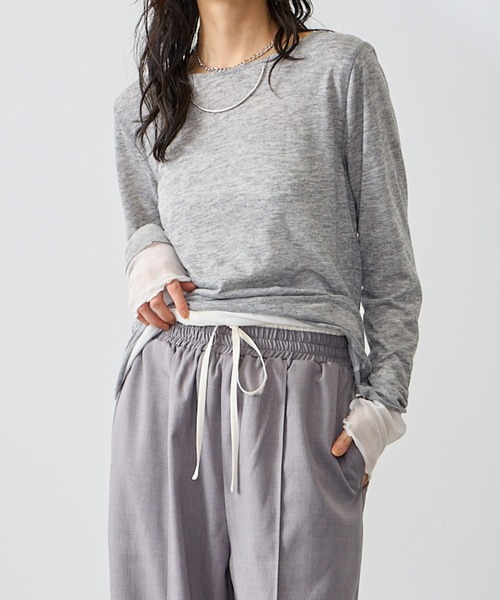 Anclear oui(アンクリアウィ)の「リバーシブルシアーカット(Tシャツ/カットソー・レディース・ミント/LT.Gray/サックスブルー系/PINK・F)」の9枚目の写真