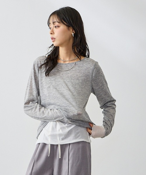 Anclear oui(アンクリアウィ)の「リバーシブルシアーカット(Tシャツ/カットソー・レディース・ミント/LT.Gray/サックスブルー系/PINK・F)」の10枚目の写真