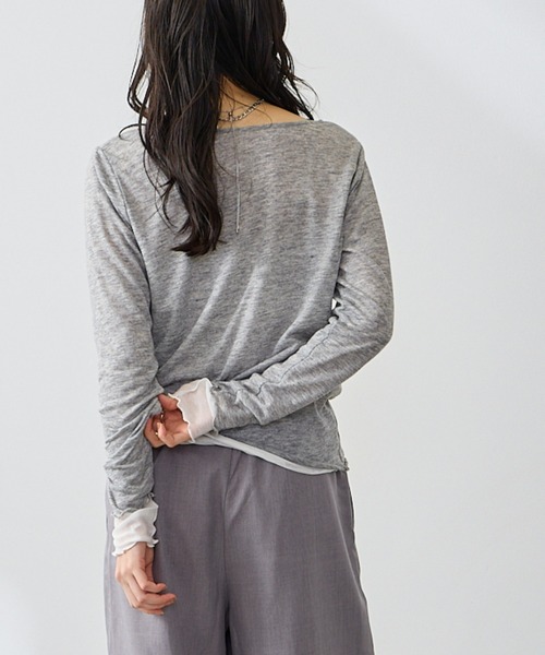 Anclear oui(アンクリアウィ)の「リバーシブルシアーカット(Tシャツ/カットソー・レディース・ミント/LT.Gray/サックスブルー系/PINK・F)」の11枚目の写真