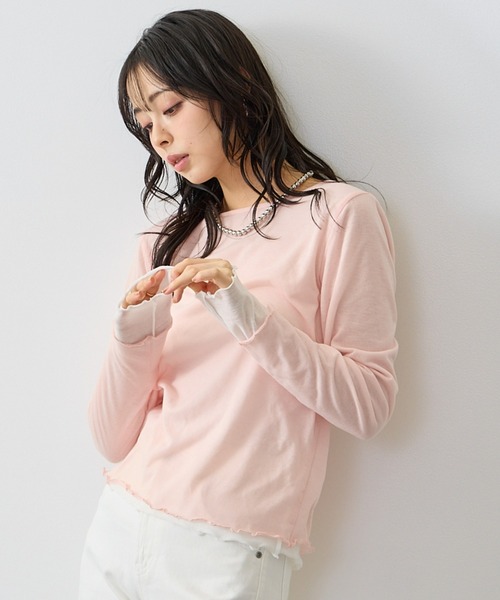 Anclear oui(アンクリアウィ)の「リバーシブルシアーカット(Tシャツ/カットソー・レディース・ミント/LT.Gray/サックスブルー系/PINK・F)」の17枚目の写真