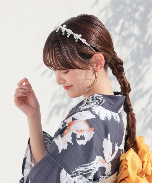 Honeys（ハニーズ）の「花モチーフカチューシャ（和装小物・レディース・シルバー/ゴールド・FREE）」の10枚目の写真