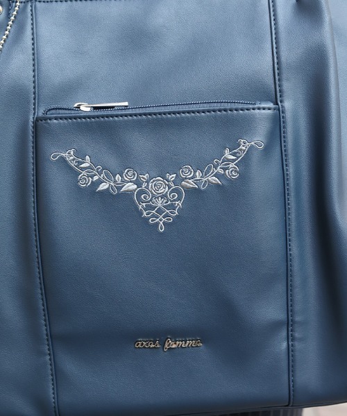 axes femme（アクシーズファム）の「薔薇刺繍多機能ビッグトート（トートバッグ・レディース・ネイビー/ミント/ピンク・FREE）」の7枚目の写真