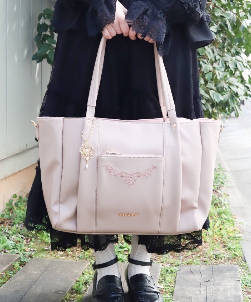 axes femme（アクシーズファム）の「薔薇刺繍多機能ビッグトート（トートバッグ・レディース・ネイビー/ミント/ピンク・FREE）」の9枚目の写真