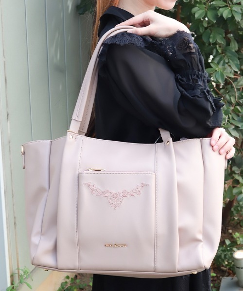 axes femme（アクシーズファム）の「薔薇刺繍多機能ビッグトート（トートバッグ・レディース・ネイビー/ミント/ピンク・FREE）」の10枚目の写真