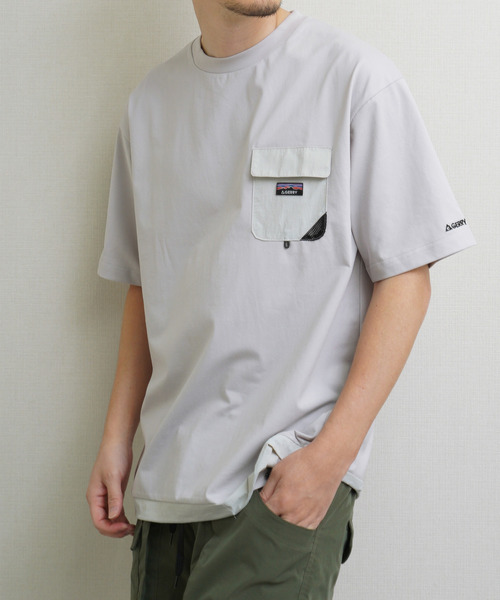 GERRY(ジェリー)の「GEERY 裾ドローコード内蔵 冷感ナイロンポケット付半袖Tシャツ(Tシャツ/カットソー・メンズ・グレー系/アイボリー/ブラック/グレー・LARGE/MEDIUM/X-LARGE)」の15枚目の写真
