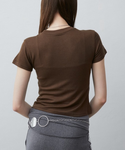 Rohwel(ローウェル)の「Stretch Message T-Shirt / ストレッチメッセージTシャツ(Tシャツ/カットソー・レディース・ホワイト/ブラウン/ピンク・FREE)」の22枚目の写真
