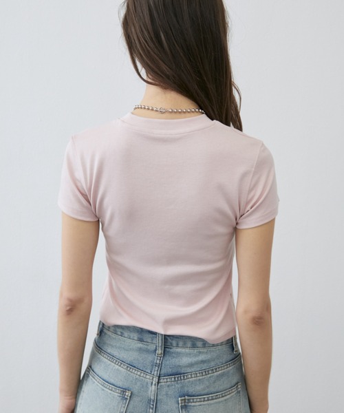Rohwel(ローウェル)の「Stretch Message T-Shirt / ストレッチメッセージTシャツ(Tシャツ/カットソー・レディース・ホワイト/ブラウン/ピンク・FREE)」の14枚目の写真