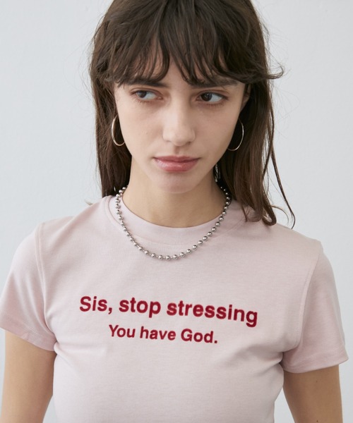 Rohwel(ローウェル)の「Stretch Message T-Shirt / ストレッチメッセージTシャツ(Tシャツ/カットソー・レディース・ホワイト/ブラウン/ピンク・FREE)」の16枚目の写真