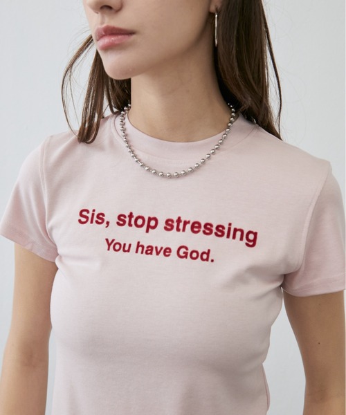 Rohwel(ローウェル)の「Stretch Message T-Shirt / ストレッチメッセージTシャツ(Tシャツ/カットソー・レディース・ホワイト/ブラウン/ピンク・FREE)」の15枚目の写真