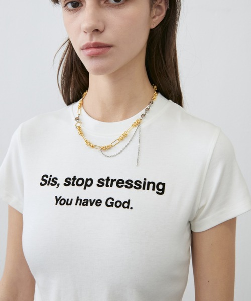 Rohwel(ローウェル)の「Stretch Message T-Shirt / ストレッチメッセージTシャツ(Tシャツ/カットソー・レディース・ホワイト/ブラウン/ピンク・FREE)」の10枚目の写真