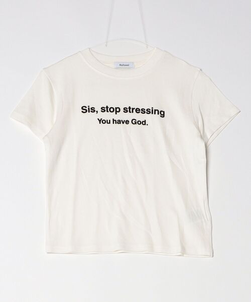 Rohwel(ローウェル)の「Stretch Message T-Shirt / ストレッチメッセージTシャツ(Tシャツ/カットソー・レディース・ホワイト/ブラウン/ピンク・FREE)」の6枚目の写真