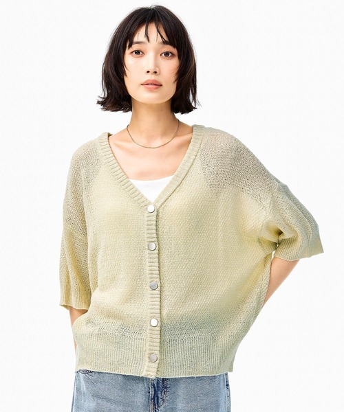 coca（coca）（コカ）の「メッシュニット金ボタン半袖カーディガン（カーディガン/ボレロ・レディース・ライトベージュ/アイボリー・M/L）」の9枚目の写真